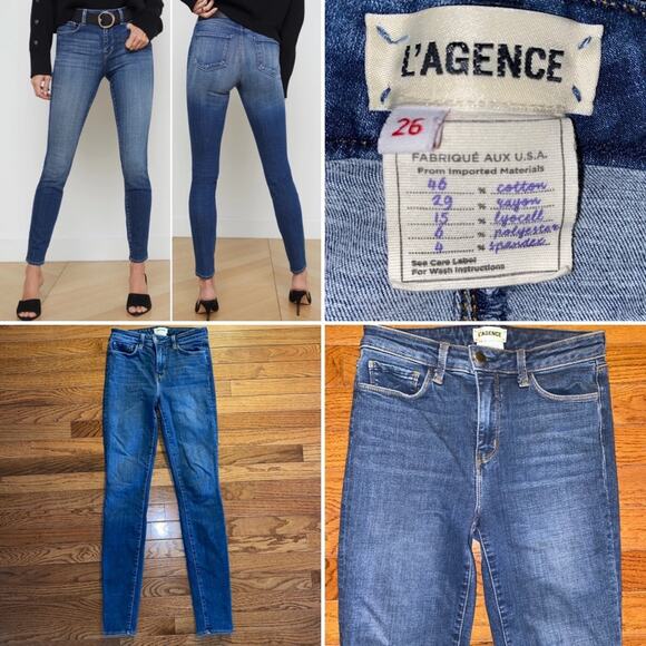 L’Agence $270 Marguerite High Rise Skinny | Dark Vintage Jeans 26” EUC - Picture 1 of 16